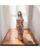 Γλυπτό γυναίκα με λουλούδια από πηλό stoneware  28x8cm