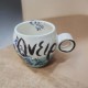 Mug handmade handpainted clay 9cm