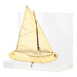 Cardholder sailboat ship bronze on acrylic base 9x8x4.5 cm