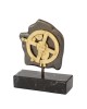 Antikythera Mechanism goldplated 24K brass & patina on black marble base  10x8x3cm