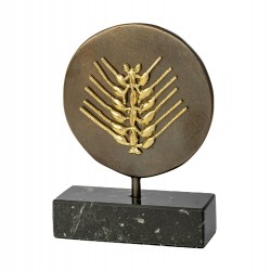 Στάχυ ορείχαλκος επιχρυσωμένος 24Κ & πατίνα σε βάση μαύρο μάρμαρο 11x7x3cm