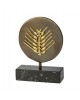 The ear of wheat goldplated 24K brass & patina on black marble base 11x7x3cm
