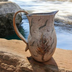 Κανάτα με δέντρα & πουλιά πηλός stoneware , πορσελάνη, 21x20cm.