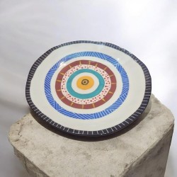 Platter eye color handmade  handpanted ceramic 19 cm
