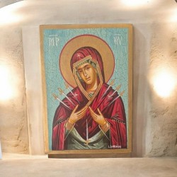 Εικόνα η Θαυματουργή Παναγία αυγοτέμπερα σε ξύλο 25x17.5x3cm