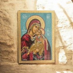 Εικόνα Παναγιά Η Πάντων Χαρά αυγοτέμπερα σε ξύλο 25x18cm