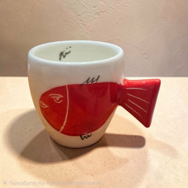 Mug handmade handpainted clay 7,3cm