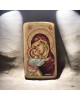 Εικόνα Παναγιά & Χριστός αυγοτέμπερα σε παλαιό ξύλο 17x10x2.5cm