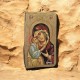 Icon Virgin Mary & Christ egg tempera old wood 22x13x2.5cm