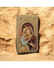 Εικόνα Παναγιά & Χριστός αυγοτέμπερα σε παλαιό ξύλο 22x13x2.5cm
