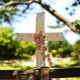 Wallpiece cross clay stoneware 29x25cm