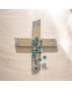 Wallpiece cross clay stoneware 29x25cm