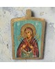 Εικόνα η Θαυματουργή Παναγία Επτάσπαθη αυγοτέμπερα σε παλαιό ξύλο 22x14.5x2.5cm