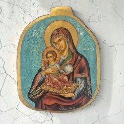 Icon Virgin Mary The Joy of All painting egg-tempera wood gold 24K 37x27cm
