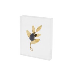 Handmade brass olive branch on a clear acrylic base 9x7x1.5cm