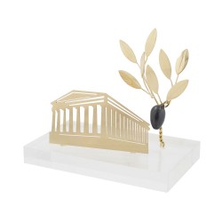 The Parthenon with an Olive Tree – Handcrafted brass creation on clear acrylic base 11x12x7cm