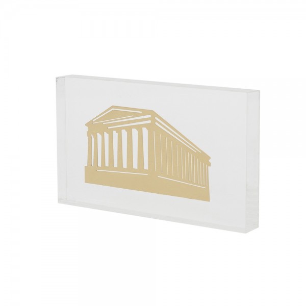 The Parthenon Handcrafted brass creation on clear acrylic 7x12x1.5cm