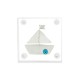 A 925° sterling silver ship encased in clear acrylic 7x7x2.5cm