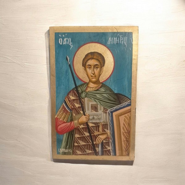 Εικόνα Άγιος Δημήτριος αυγοτέμπερα σε ξύλο 22x14cm