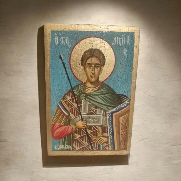 Εικόνα Άγιος Δημήτριος αυγοτέμπερα σε ξύλο 17x12cm