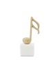 Brass music note with a matte finish on a marble base 9x3.5x3.5cm